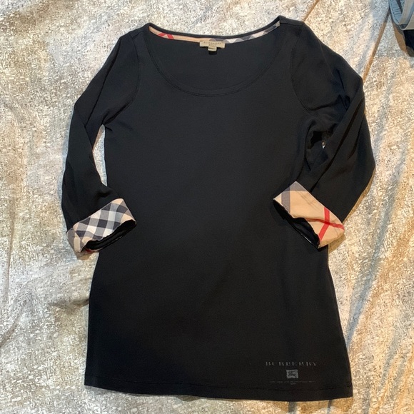 Burberry Tops - Burberry Brit 3/4 sleeve cotton too. Size L.